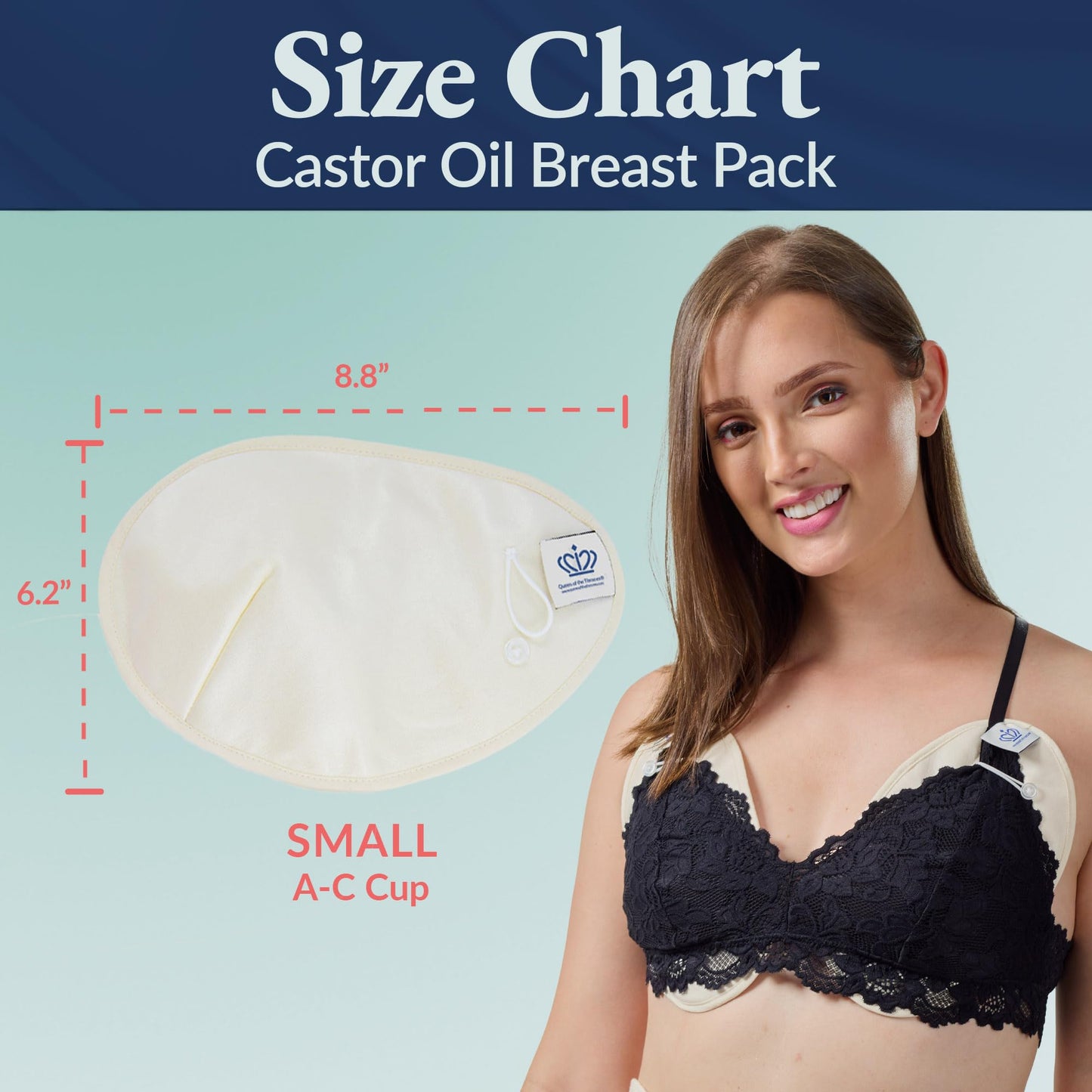 QUEEN OF THE THRONES Castor Oil Pack for Chest (Small) - Heatless, Less-Mess, Reusable - Organic Cotton Flannel, Comfort Fit, Soft Straps & Naturopathic Doctor Designed (Castor Oil Sold Separately)