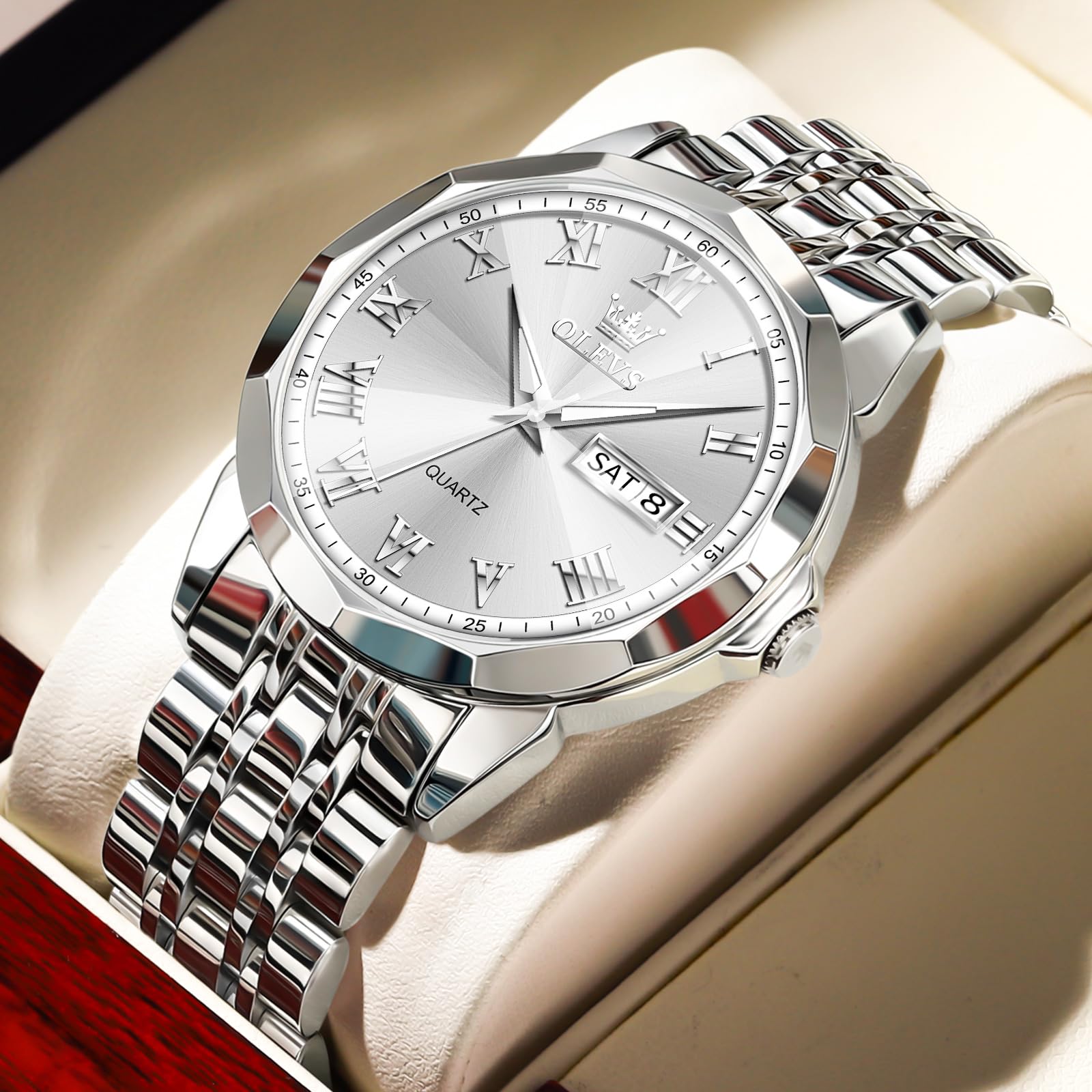 mens silver dress watches Men Fashion Luxury Silver Tone Bezel Dress Analog Quartz Wrist Watch Watch
