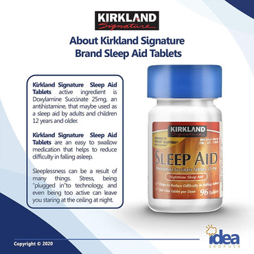 Kirkland Signature - Nighttime Sleep Aid, 25 mg, 96 Ct Bundle with Exclusive "Have a Great Sleep" - Better Idea Guide (2 Items)