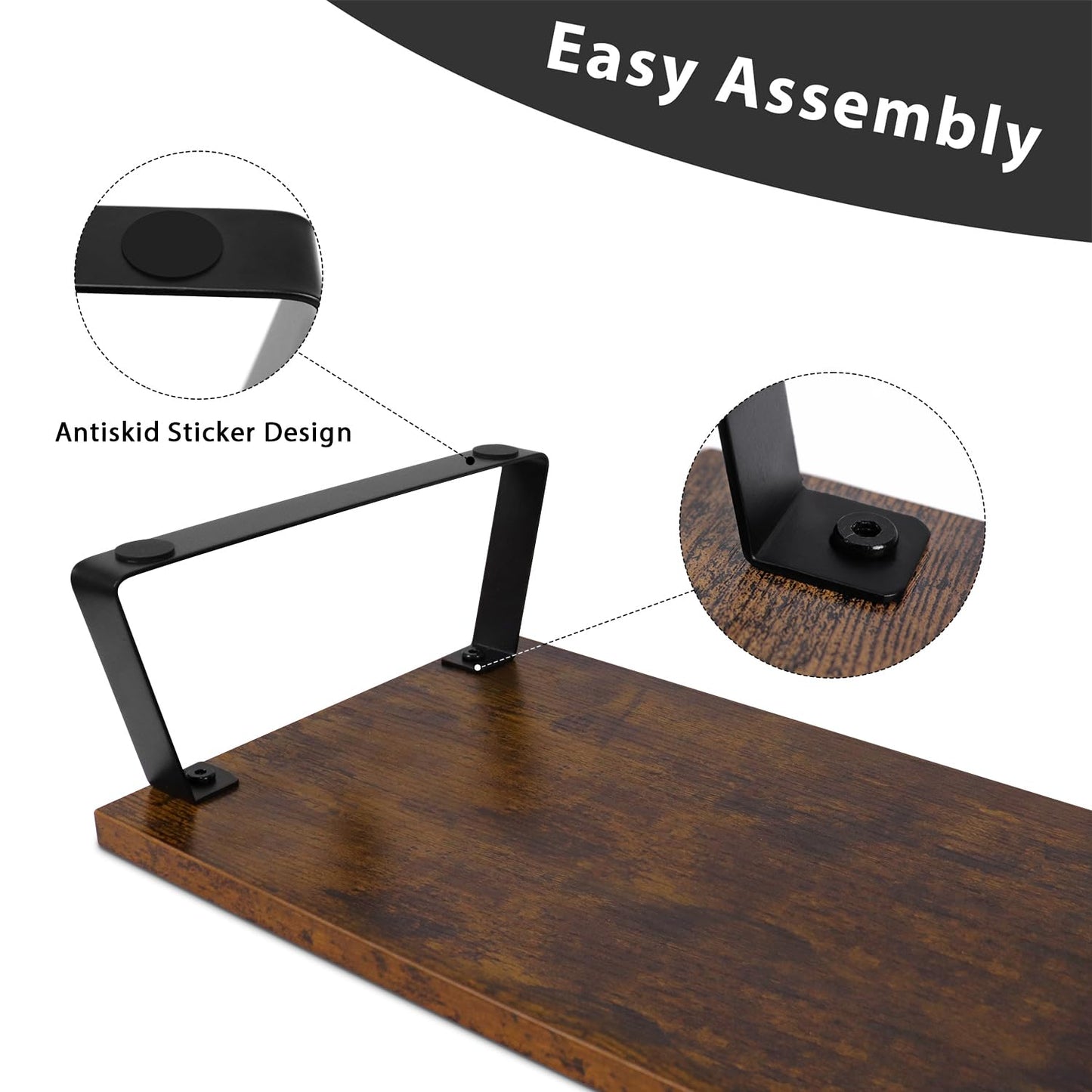 Desktop Dual Monitor Stand Riser - Wood Monitor Stand for 2 Monitors, Computer Stand with Metal Legs & Drawer, Office Desk Organizers and Storage, Monitor Shelf for Computer/Laptop/Printer/TV, Vintage