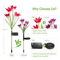 KOOPER Outdoor Solar Lights, 4 Pack Solar Garden Lights with Bigger Lily Flowers, Waterproof 7 Color Changing Solar Lights Outdoor - Bigger Solar Panel for Outdoor Patio Yard Garden Decoration