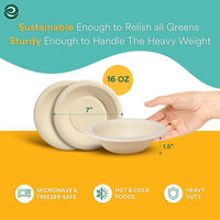 ECO SOUL 100% Compostable 16 Oz Soup Bowls (125-Pack) Disposable dessert bowls | Heavy duty paper bowl|Eco-friendly salad bowl | Biodegradable large Bowls