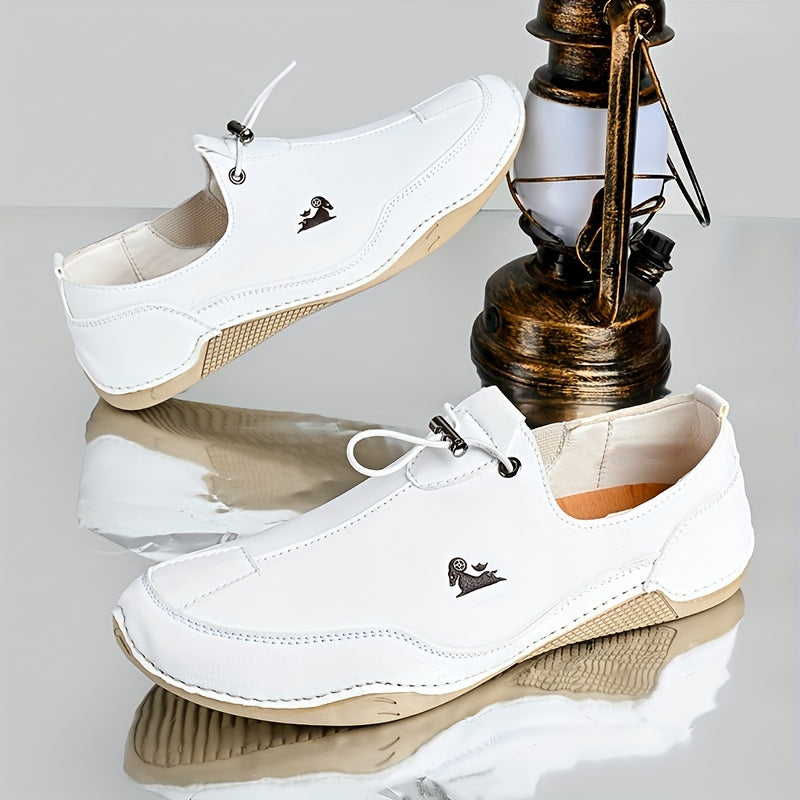 Men's Solid Color Microfiber Upper Walking Shoes, Classic Comfy Non Slip Rubber Sole Adjustable Buckle Shoes, Men's Footwear