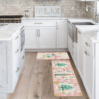 2pcs Diamond Plaid Nutcracker Merry Christmas Kitchen Mats Footprints, Winter Decor Low-Profile Kitchen Rugs For Floor - 17x29 And 17x47 Inch