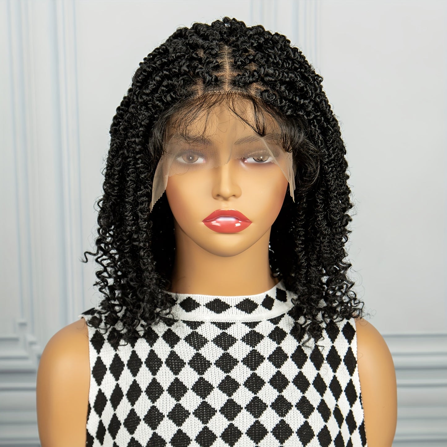 Braids Wig Curly Braids Wig Synthetic Lace Wig Beginners Friendly Heat Resistant Wig For Women