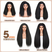 Kinky Straight Headband Wig For Women Yaki Straight Wigs With Black Headband Kinky Afro Wigs For Women
