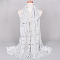 Women Solid Color Scarf Thin Breathable Shawl Lightweight Sparkling Metallic Wrap