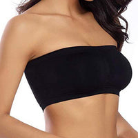 Plus Size Double-Layer Anti-Slip Strapless Bra with Removable Pads - No Underwire Seamless Smoothing High Elasticity Black Camisole Top for Casual Attire, Comfortable Daily Wear, Offshoulder Fashion, Smooth Fabric Finish