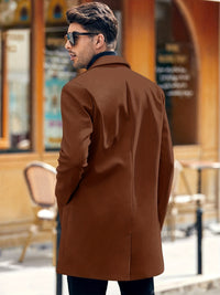 Men's Retro Trench Coat, Semi-formal Warm Single Breasted Overcoat For Fall Winter Business