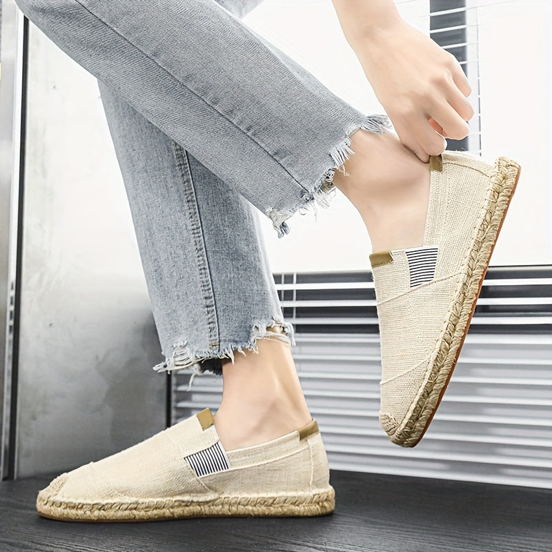 Men's Solid Color Simple Style Breathable Slip On Walking Shoes, Comfy Non Slip Casual Rubber Sole Shoes, Men's Footwear