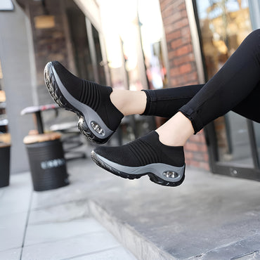 [Air Cushion Sole Sneakers] Lightweight Mesh Women's Air Cushion Sole Chunky Sneakers - Low Top Running Shoes - Women's Footwear