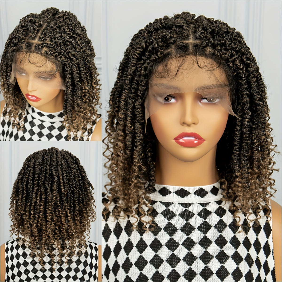 Braids Wig Curly Braids Wig Synthetic Lace Wig Beginners Friendly Heat Resistant Wig For Women