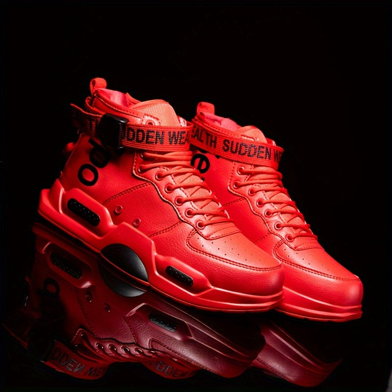 Men's Easily Wiped Clean Skate Shoes With Good Grip, High Top Trainers Fashion Sneakers Breathable Lace-up Outdoor Shoes, Men's Footwear