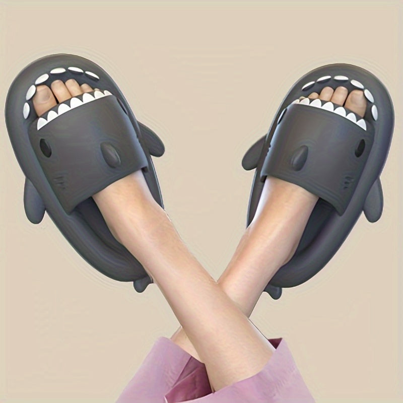 Comfy Shark Cartoon Slides - Unisex Slippers with Soft Wear-Resistant Soles for Casual Summer Outdoor Beach Wear - Breathable, Lightweight, and Easy to Clean