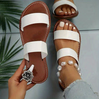Women's Double Strap Slide Sandals - Casual Slip On Flat Summer Shoes, Lightweight - For Women - Perfect for Beach, Pool, and Casual Wear - Ideal Gift for Summer
