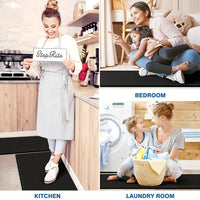 Kitchen Mat [2 PCS] Cushioned Anti-Fatigue Kitchen Rug, Waterproof Non-Slip Kitchen Mats and Rugs Heavy Duty PVC Ergonomic Comfort Foam Rug for Kitchen, Floor Home, Office, Sink, Laundry, black