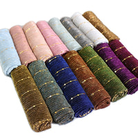 Women Solid Color Scarf Thin Breathable Shawl Lightweight Sparkling Metallic Wrap