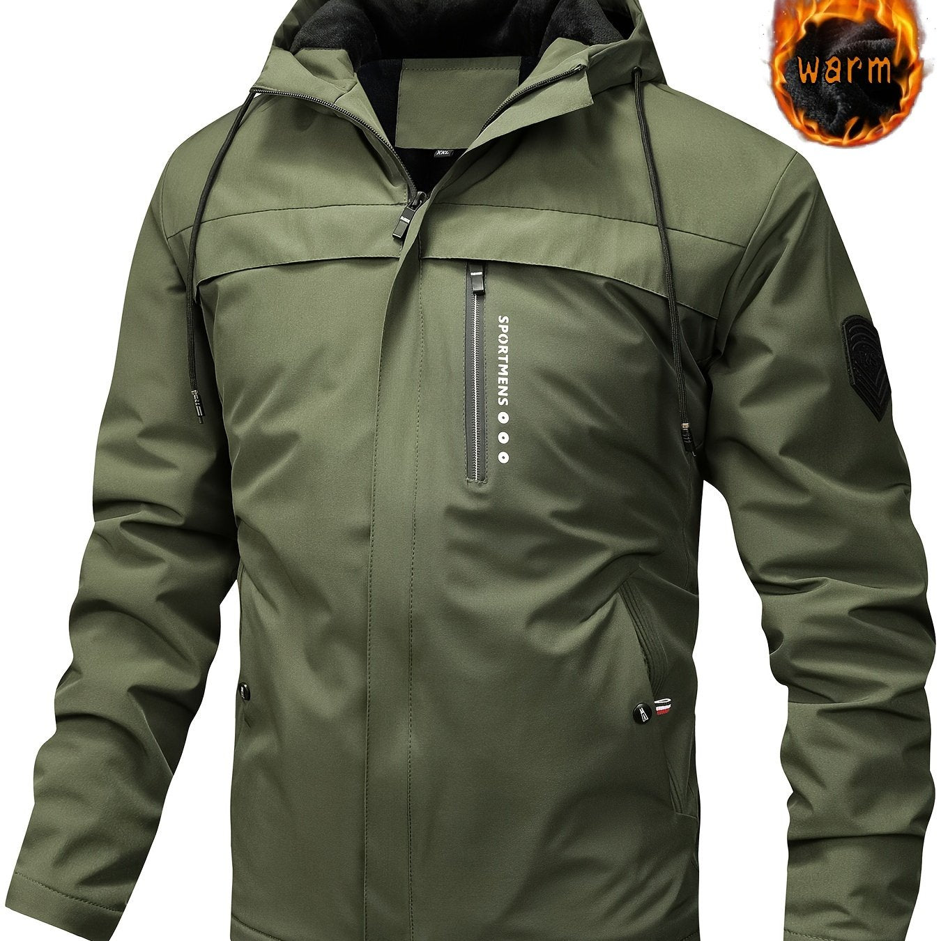 Men's Warm Fleece Casual Winter Hooded Jacket Coat For Outdoor Activities
