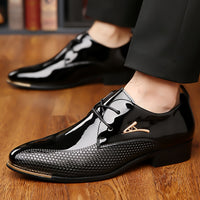 Plus Size Men's Faux Patent Leather Upper Derby Shoes, Comfy Non Slip Rubber Sole Durable Dress Shoes, Men's Footwear
