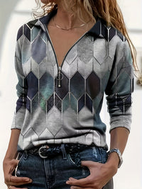 Full-Zip Jacket - Multicolor Geometric Zipper Front, Turquoise/Pink/Black/Golden/Beige/Brown, High-Stretch Casual Blazer, Machine Washable All-Season Outerwear for Smart-Casual & Formal Events (Full-Zip Closure)