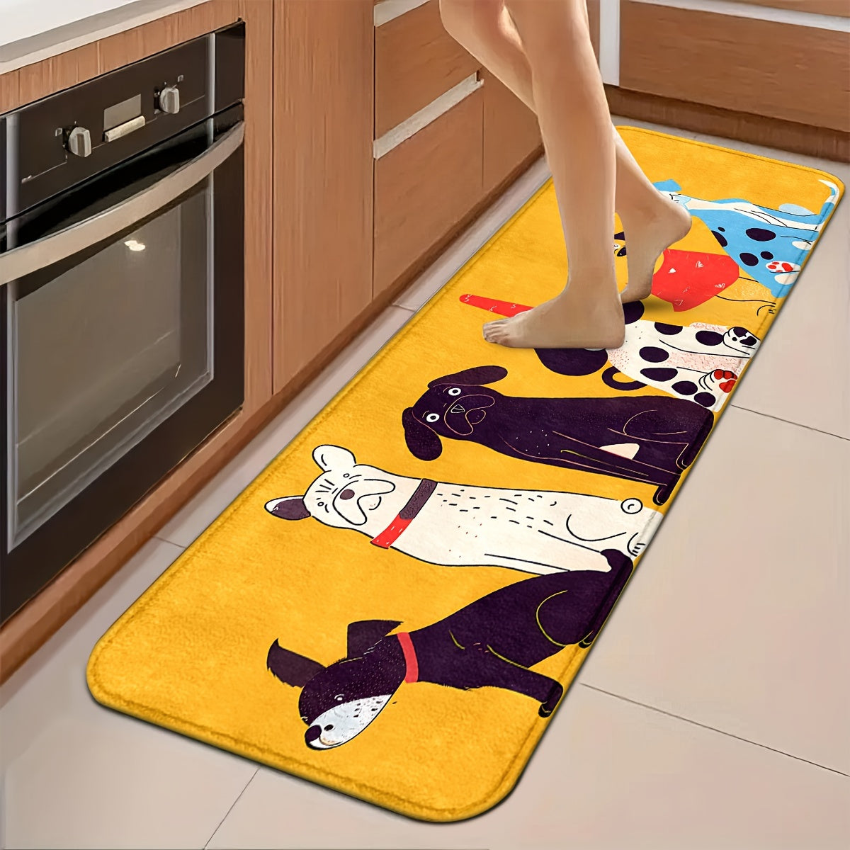 Festive Dog Animal Kitchen Mats: Non-slip, Durable, and Comfortable for Kitchen, Home, Office, Bathroom, and Laundry Room - Available in Different Sizes