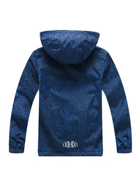 [Windproof Reflective Boys' Jacket] [Popular Choice] Boys' Reflective Windproof Jacket with Fleece Lining, Hooded Long Sleeve Casual Coat for Fall/Winter