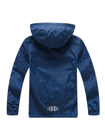 [Windproof Reflective Boys' Jacket] [Popular Choice] Boys' Reflective Windproof Jacket with Fleece Lining, Hooded Long Sleeve Casual Coat for Fall/Winter