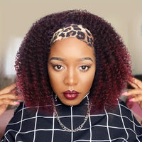 Headband Wigs 14 Inch Kinky Curly Headband Wigs For Women Synthetic Half Wig With Headband Attached No Lace Natural Black Curly Headband Wigs For Cosplay Party Daily Use