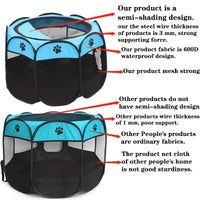 Octagonal Pet Fence Tent Oxford Cloth Scratch-Resistant Foldable Dog Cage for Dogs and Cats, Kennel Nest