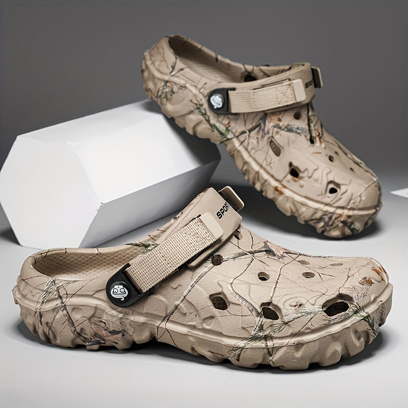 Men's Trendy Hollow Out Breathable Clogs, Comfy Non Slip Durable Soft Sole EVA Slippers For Men's Outdoor Activities, Men's Footwear