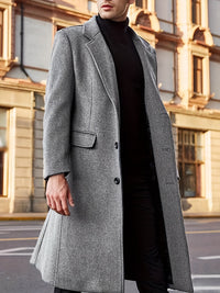 Men's Semi-formal Single Breasted Lapel Elegant Retro Trench Coat for Fall Winter Business