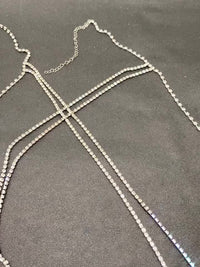 [Luxury Chest Chain Jewelry Shiny] Luxury Cross Chest Chain Shiny Rhinestones Body Chain Jewelry