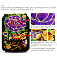 [Embroidered Crossbody] Lightweight Crossbody Bag | Women's Embroidered Mini Shoulder Bag with Detachable Strap - Floral Geometric Embroidery Design, Zipper Closure, Compact, Polyester Lined Interior (Navy/Purple/Red/Black)