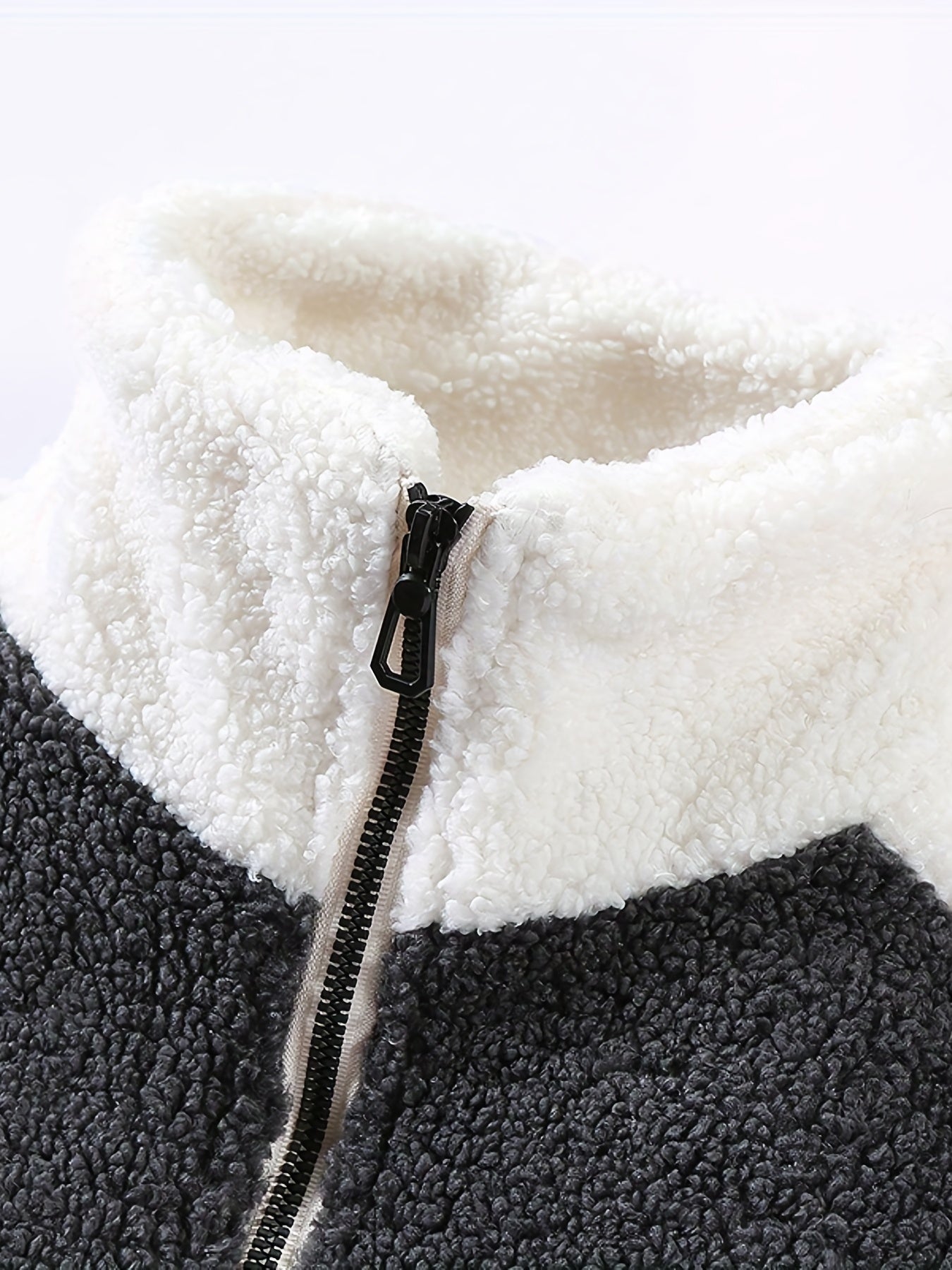 Warm Plush Fleece Jacket, Men's Casual Color Block Stand Collar Jacket Coat For Fall Winter