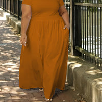 [Elegant Maxi Dress] Elegant Plus Size Solid Maxi Dress | Women's Medium Stretch Long Dress