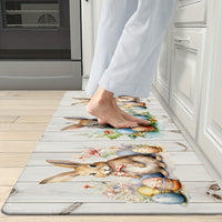 1 Set Easter Bunny Non-Slip Kitchen Rug, Machine Washable Polyester Knit Floor Mats, Lightweight Cushioned Comfort Standing Mat for Home Office, Sink, Laundry, Bathroom - Machine Made Runner