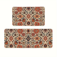 Sm:)e Flowers Bohemia Kitchen Mats Set Of 2, Daily Boho Home Decor Low-Profile Kitchen Rugs for Floor - 17x29 And 17x47 Inch