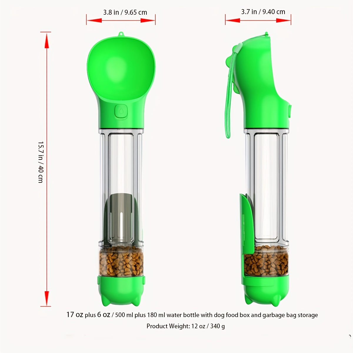 3 In 1 Portable Dog Water Bottle, Multifunctional Leak-Proof Pet Water Bottles With Food Container And Litter Shovel Design For Walking And Travel