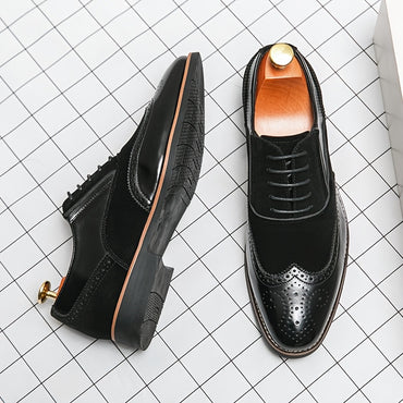 Men'S Dress Shoes Leather Classic Formal Men Oxfords Retro Derby Oxford