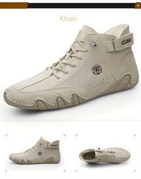 [CLOHOO Boots] CLOHOO Brand Men's Pig Short Boots | Preppy Style, Round Toe, Solid Color, Elastic Closure, Lining | England Scene, Spring, Fall, Winter, Summer