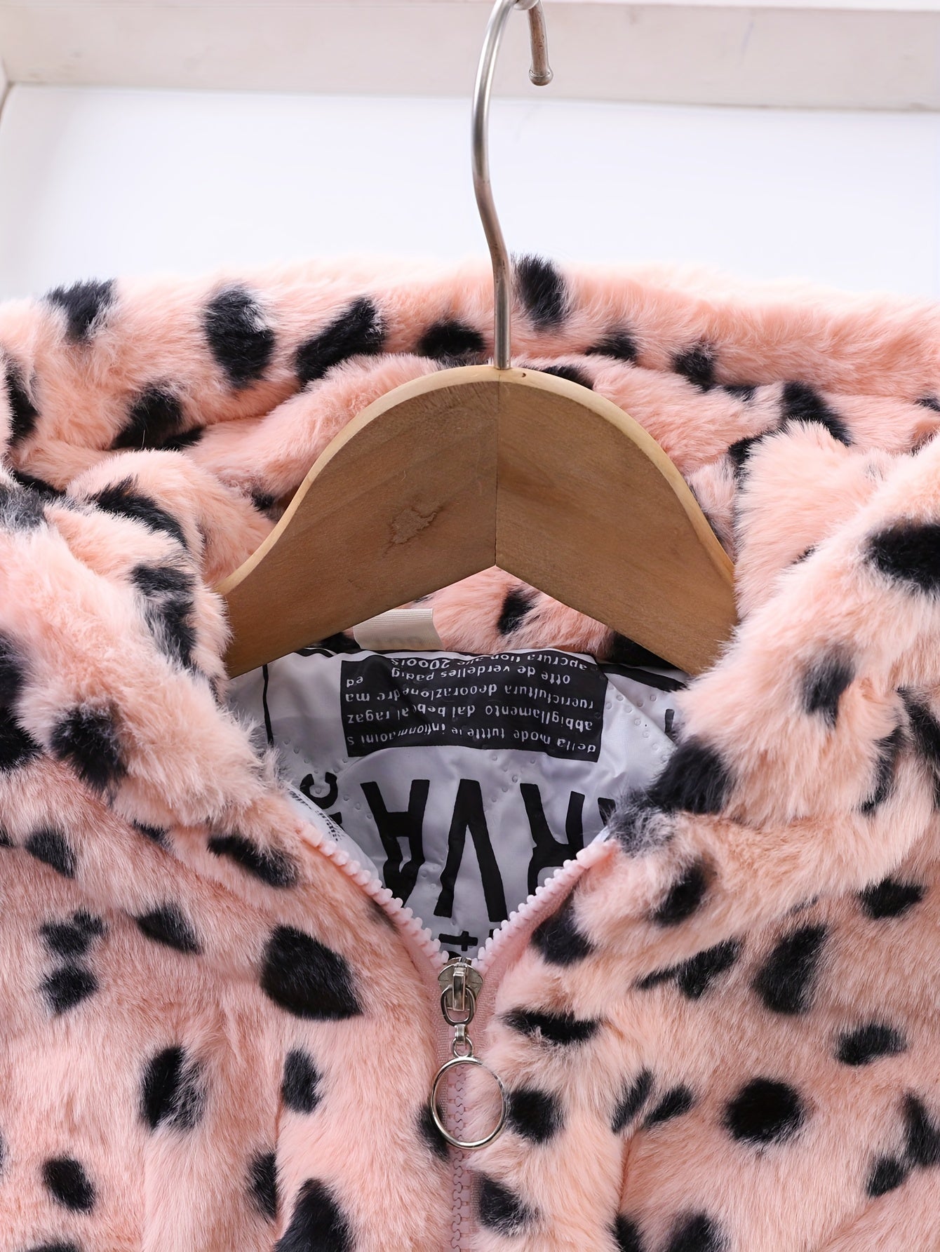 Winter Girl's Fleece Leopard Print Coat, Casual Hooded Jacket For Kids
