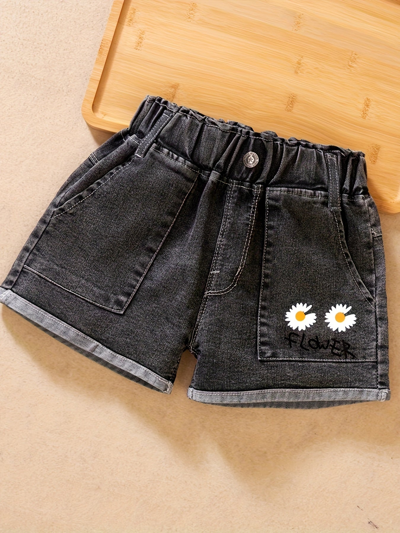 Vibrant Floral Graphic Denim Shorts - Ultra-Comfy, Stylish, and Durable - Perfect for Young Girls Summer Outfits and Daily Wear