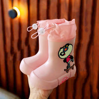 JIAGEYA Boys Girls EVA Drawstring Rain Boots, Cartoon Dinosaur Design Waterproof Soft Sole Anti Slip High Top Shoes For Rainy Weather