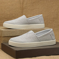Comfy Slip-On Loafers - Men's Canvas Shoes with Breathable Solid Colours, Non-Slip Soles, Durable Design for Outdoor Activities and Casual Walking - Comfortable, Relaxed Fit for Men's Footwear