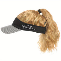 Chic Houndstooth Ponytail Baseball Cap Wig for Women - Body Wave, High-Quality Synthetic Fiber, Adjustable Rose Net Hat, Duckbill Cap, Hairpiece