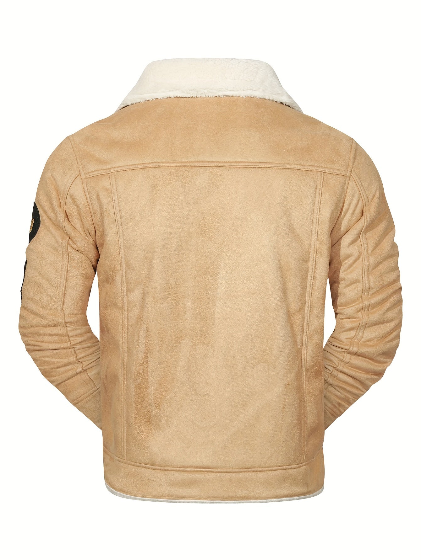 Men's Casual Polyester Jacket with Faux Lining, Solid Color, Long Sleeve, Single Breasted Placket, Non-Stretch Fabric, Regular Length, with Pockets - Daily & Casual Wear, Chilly Weather Apparel | Subtle Embellished Jacket | F
