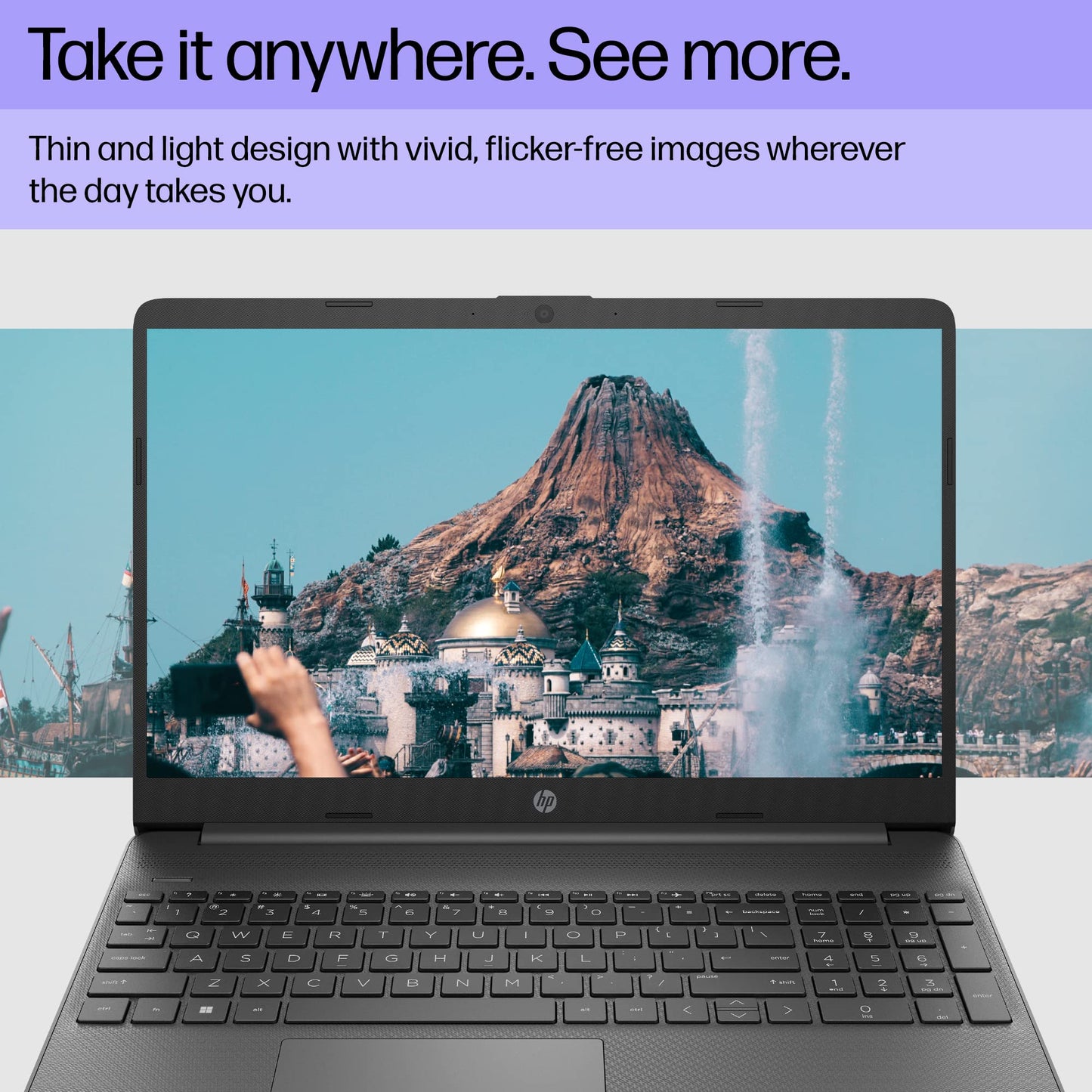 HP 15 inch Laptop, FHD Display, Intel Core i3-1215U, 8 GB RAM, 128 GB SSD, Intel UHD Graphics, Windows 11 Home in S Mode, 15-dy5599nr (2023),Grey