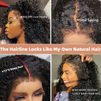 EMOL 180% Density Kinky Curly 13x4 Lace Front Wig - Pre-Plucked 4C Natural Look, Transparent Lace, Glueless for All Women