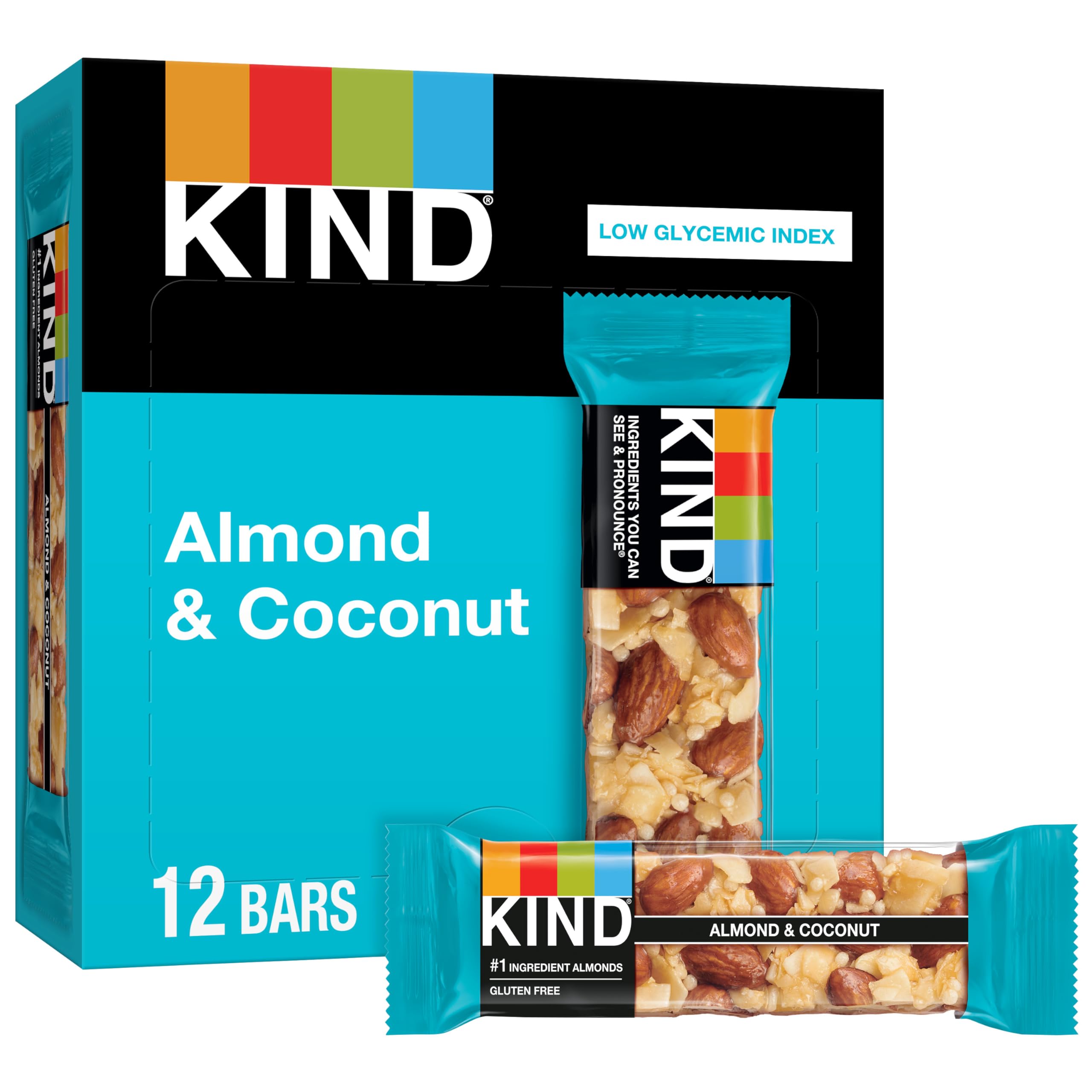 KIND Bars, Almond & Coconut, Healthy Snacks, Gluten Free, 12 Count