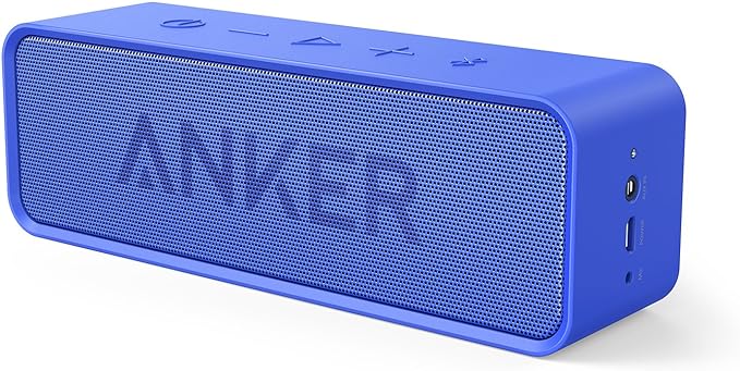 Anker Soundcore Bluetooth Speaker with 24-Hour Playtime, 66-Feet Bluetooth Range & Built-in Mic, Dual-Driver Portable Wireless Speaker with Low Harmonic Distortion and Superior Sound - Blue